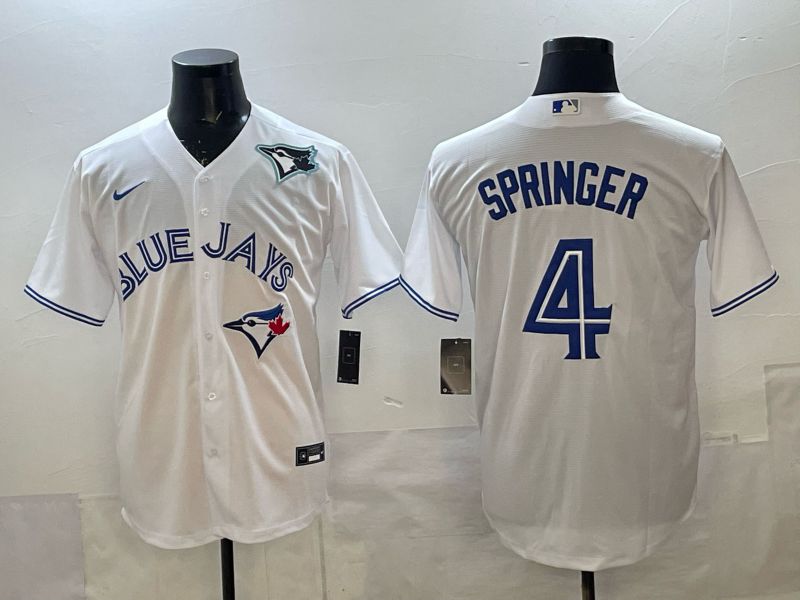 Men 2025 Toronto Blue Jays #4 Springer White Game Nike MLB Jersey style 03->toronto blue jays->MLB Jersey